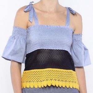 Anthropologie LuluMari Colorblock Crochet Top